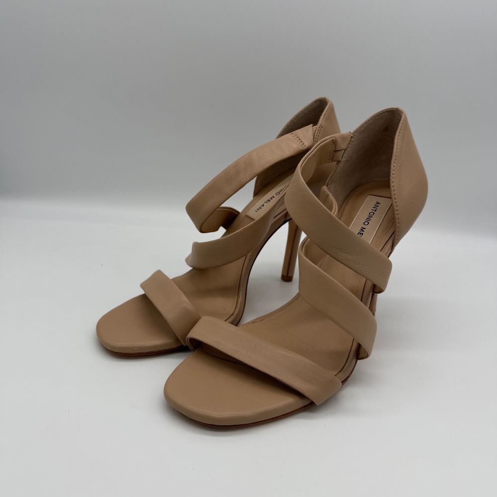 Antonio Melani Nude Leather Strappy Stiletto Heel Sandals 6.5M‎